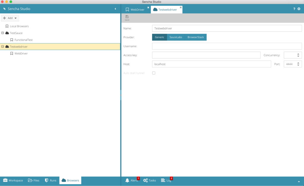 Configuring Sencha Test to Use WebDriver Server