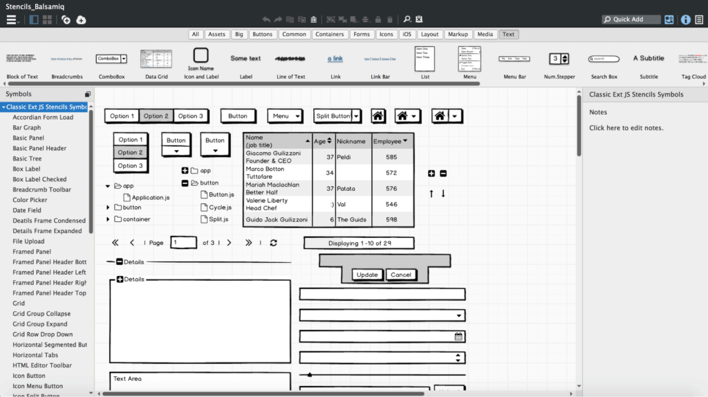 Using Ext JS Stencils with Balsamiq