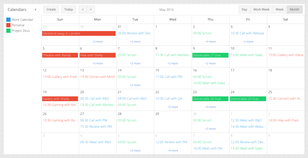 Ext JS 6.2 Calendar Component