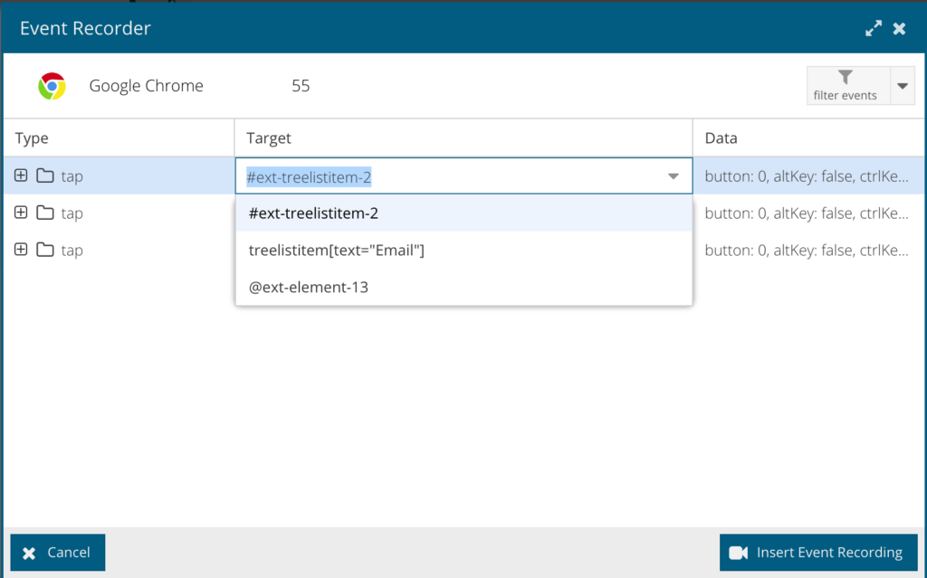 Sencha Test Event Recorder