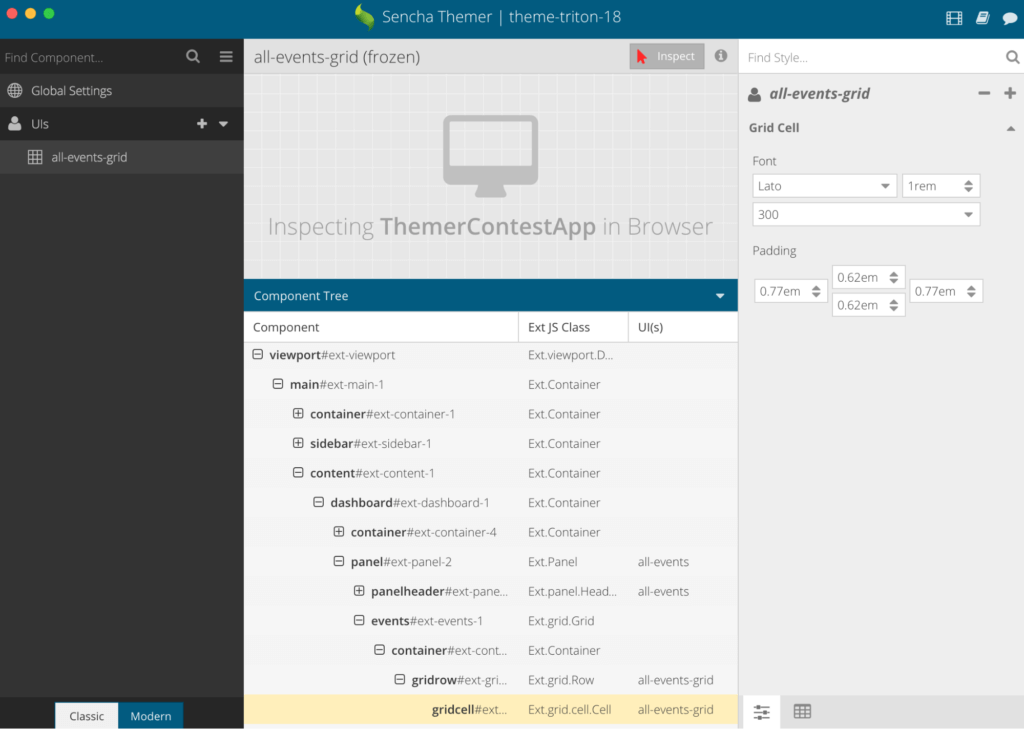 Inspect Component UIs in Your Application