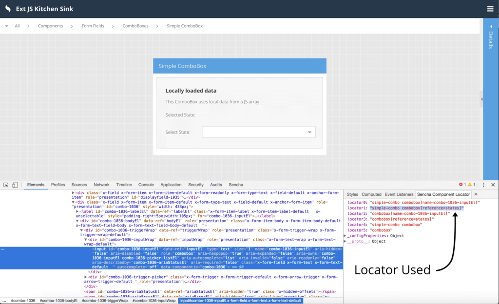 Using a Locator to Test Selecting an Option