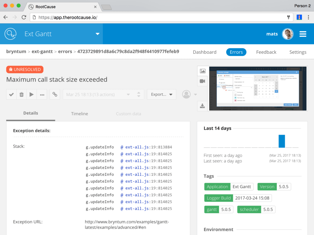 Rootcause - Useful Debugging Details