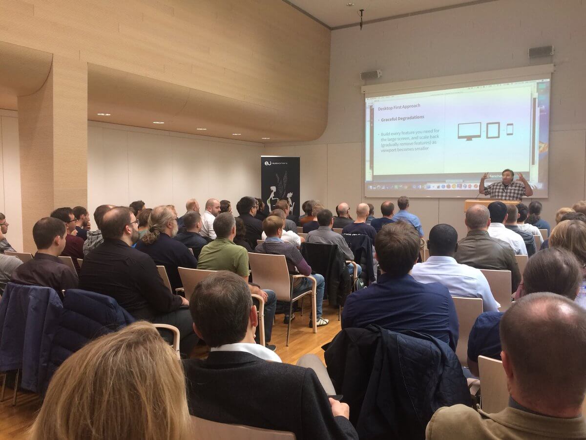 Marc Gusmano speaking at the Sencha Roadshow Munich