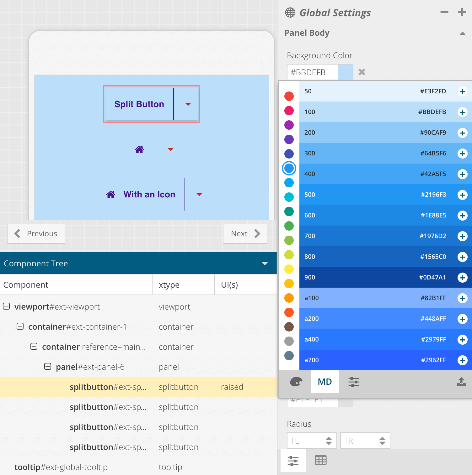 Shown: Customizing SplitButton with Material Design