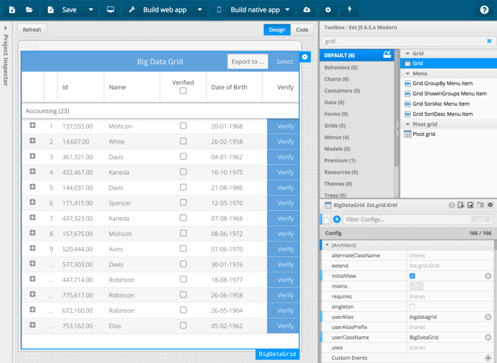 Modern Grid Template Example with Exporter Plugin