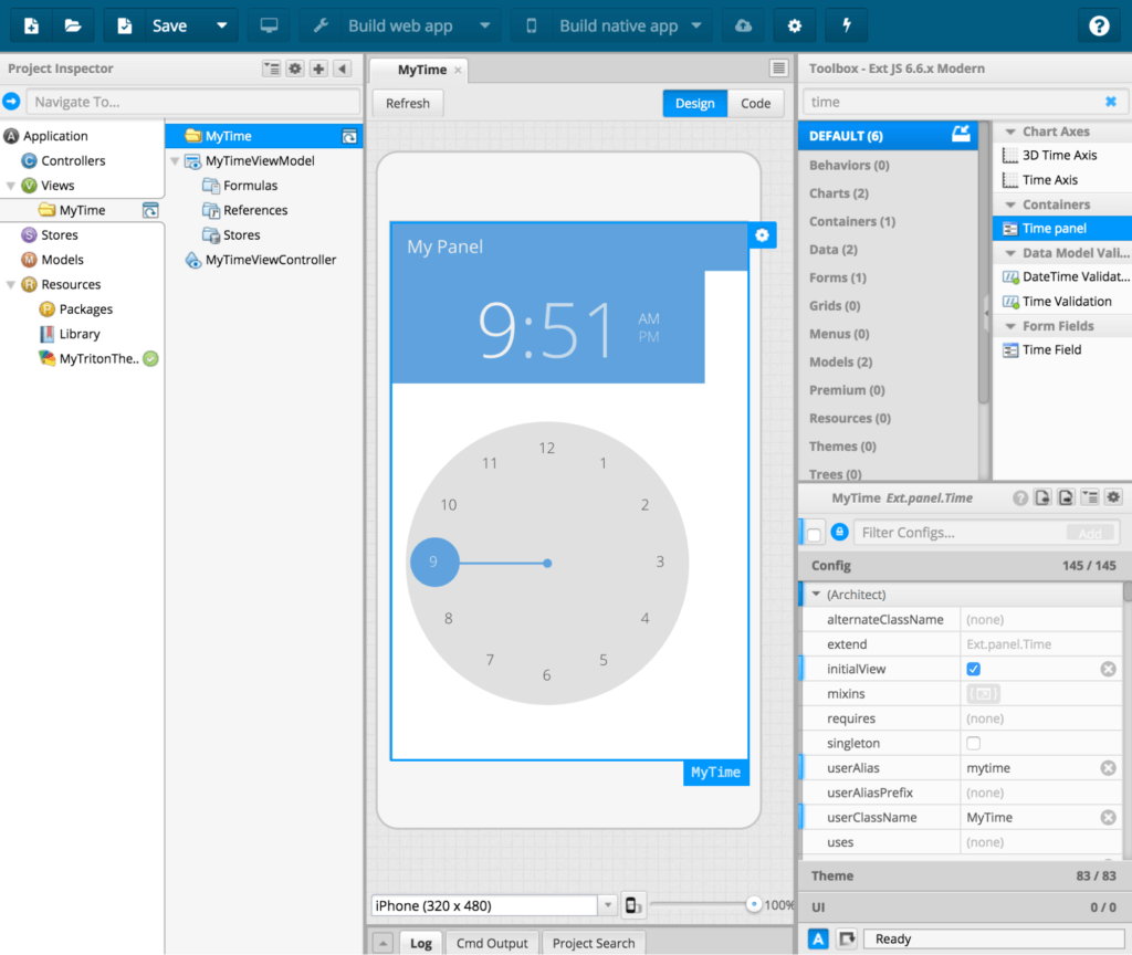 Visually build view using Time Panel component