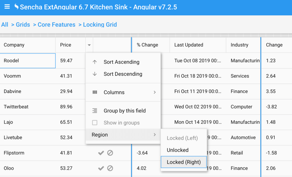 ExtAngular Grid Locking