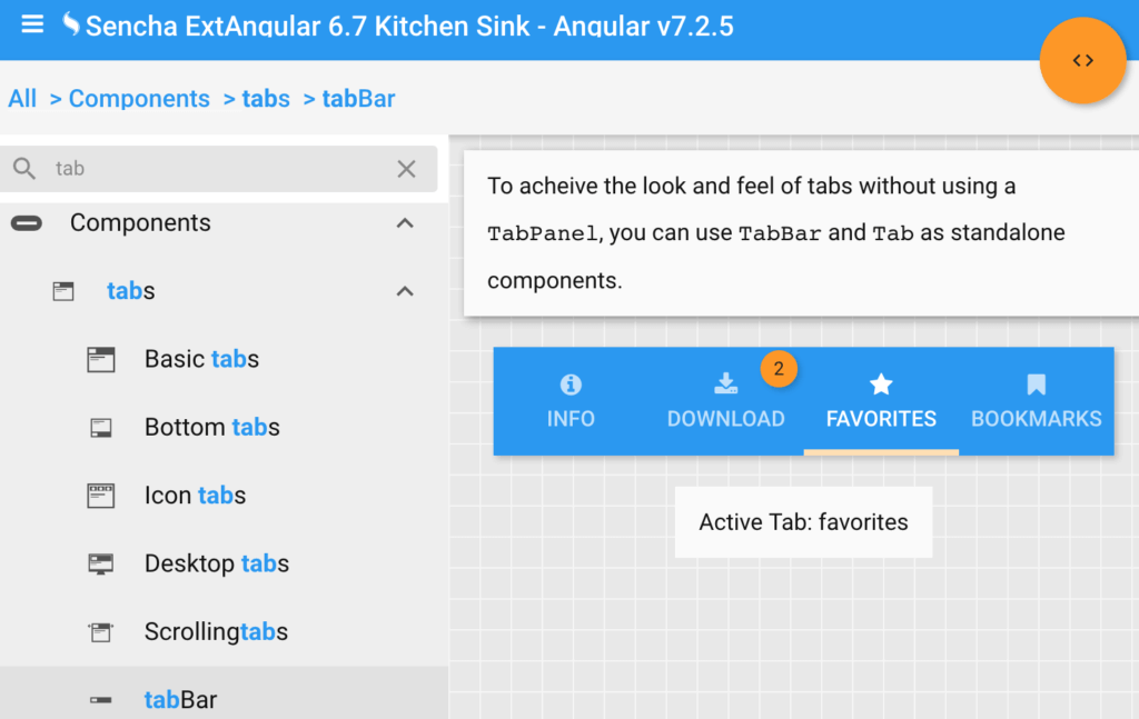 ExtAngular Tab Component