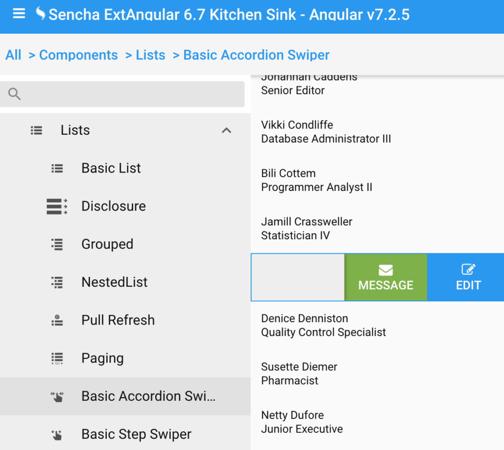 ExtAngular List Component