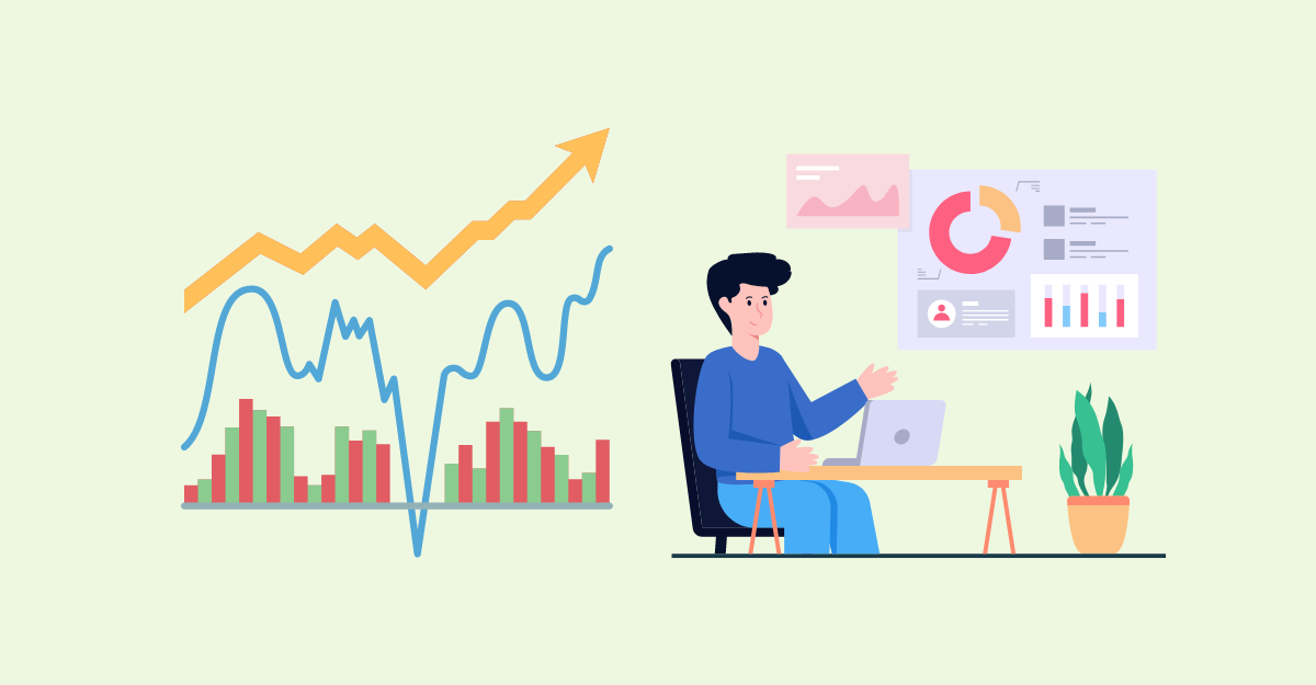 A developer creating real-time stock charts using Sencha Ext JS, displaying stock data with dynamic graphs and charts on a computer screen.