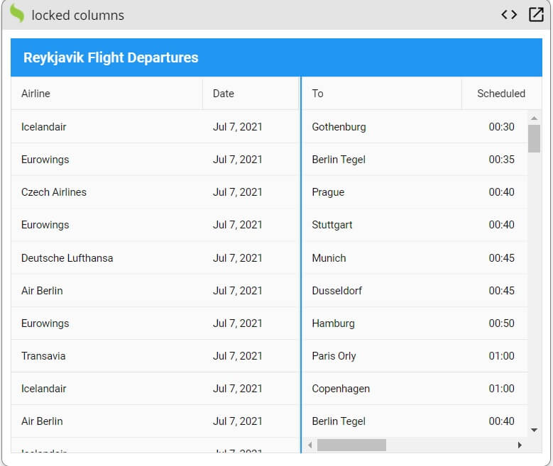 With Ext JS Grid, You Can Create Locked Columns Easily. Here Is An Example