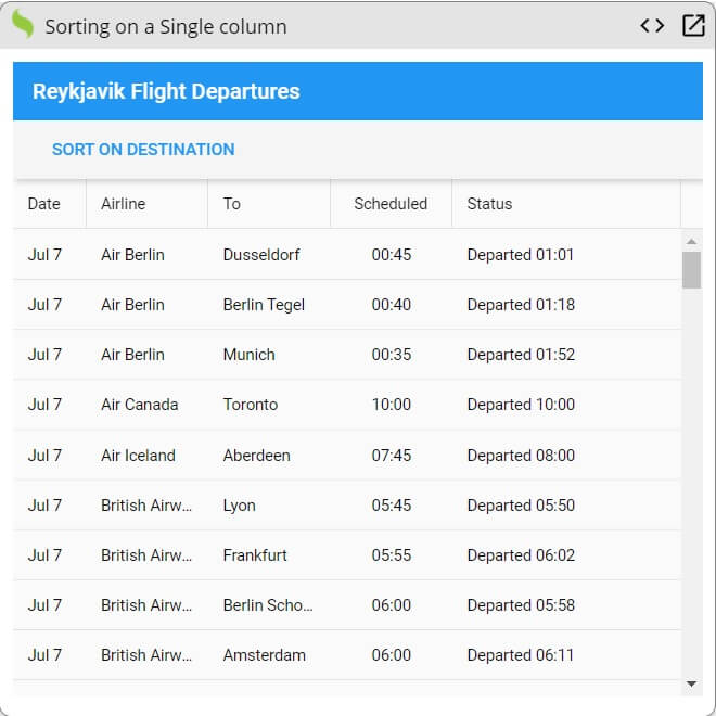 Add Single Column Sorting with Ext JS