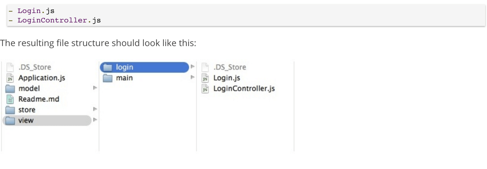 JavaScript login app directory structure