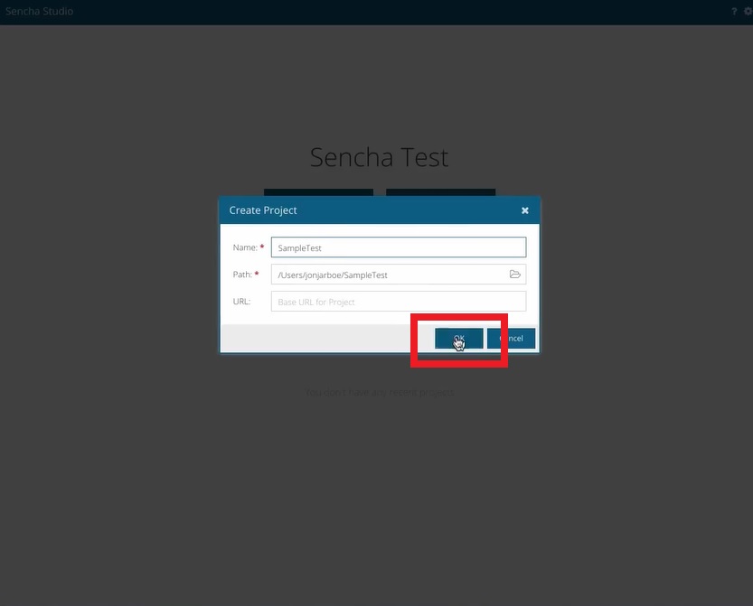 Sencha Test JS Test Framework - Click On The OK Button
