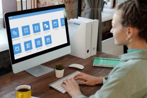 A woman using Sencha's UI components