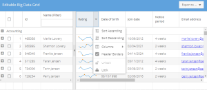 Advanced data grid built using the Ext JS framework
