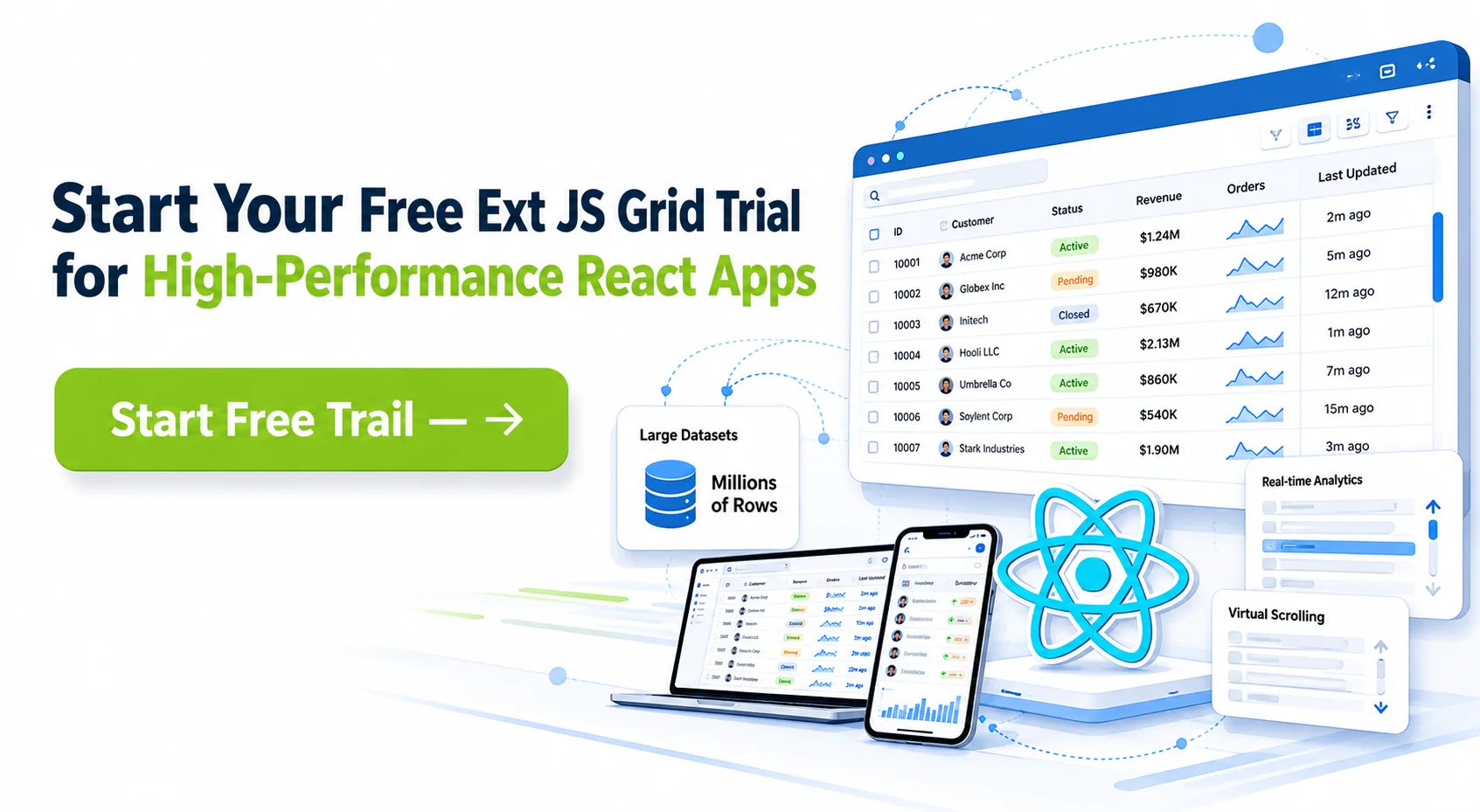 Ext JS Grid with ReExt: Enterprise-Grade Performance
