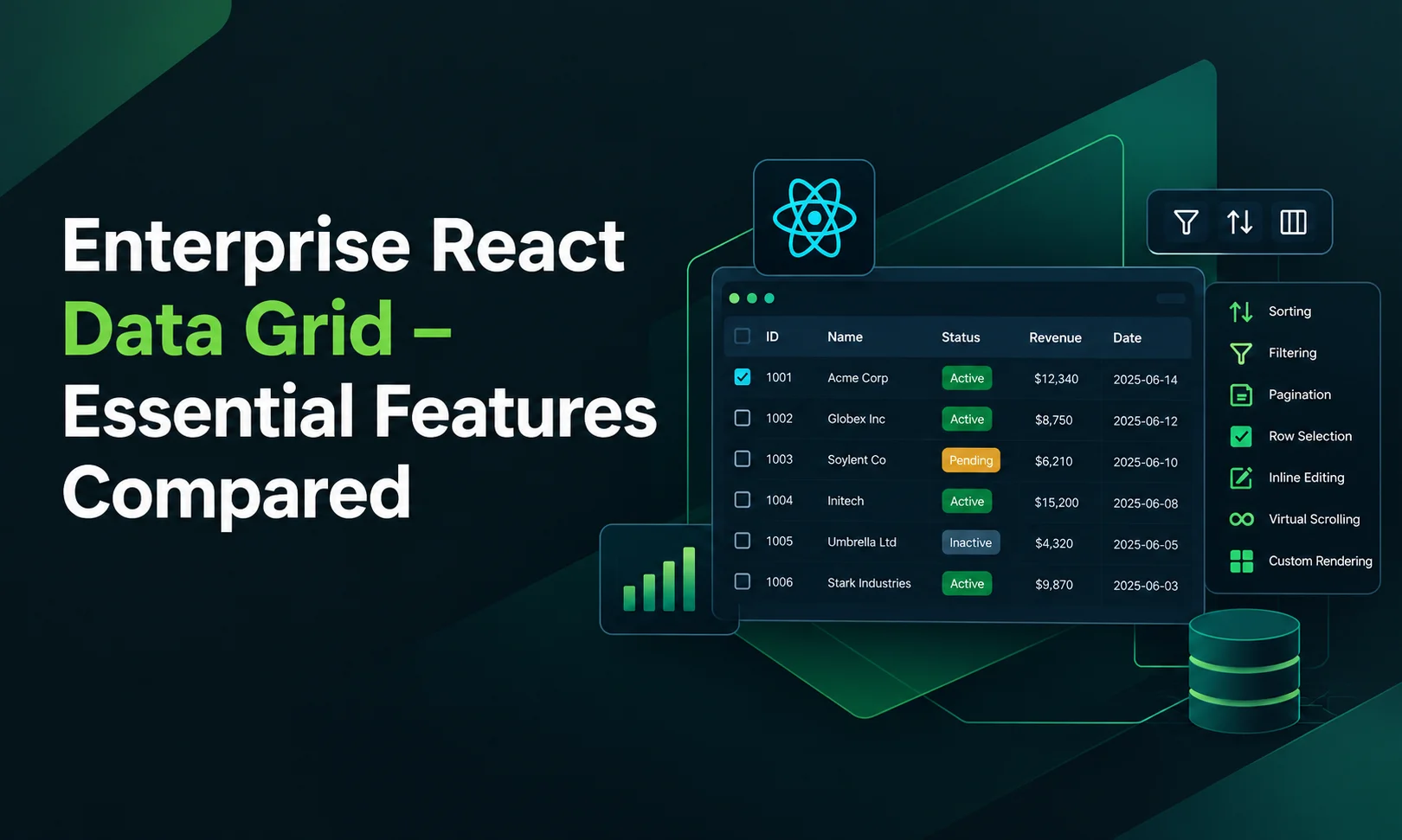 Enterprise React Data Grid: The Features Enterprise Teams Need, and What Each Grid Includes